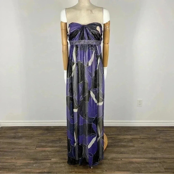 BCBGMaxAzria maxi metallic cocktail dress size 12 - Picture 2 of 12